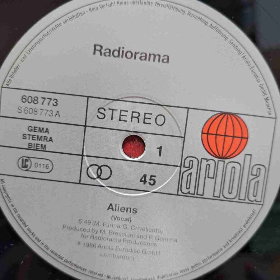 Radiorama – Aliens - Disc Vinil Maxi Single sku8 Radiorama – Aliens - Disc Vinil Maxi Single EX