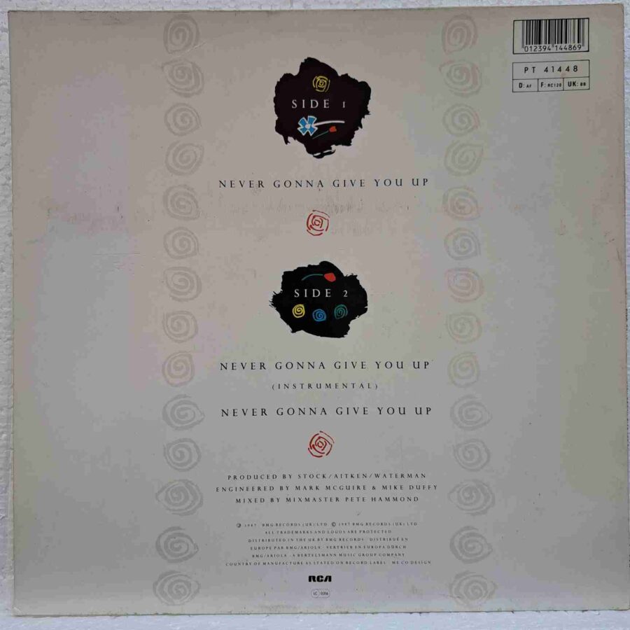 Rick Astley – Never Gonna Give You Up SKU11 (3) Rick Astley – Never Gonna Give You Up - Disc Vinil MAXI 45 RPM VG+