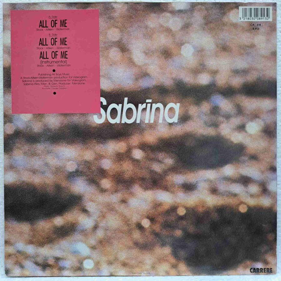 Sabrina – All Of Me - Disc Vinil Maxi Single sku8 (2) Sabrina – All Of Me - Disc Vinil Maxi Single EX