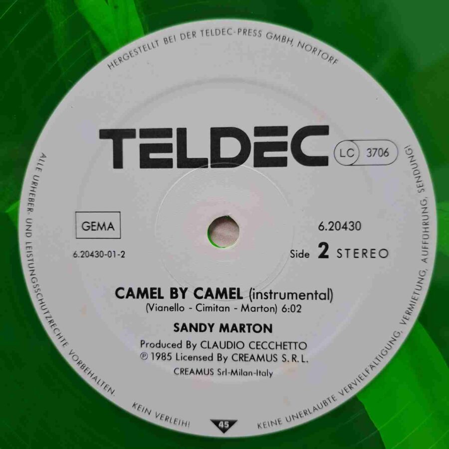 Sandy Marton – Camel By Camel   - Disc Vinil Maxi Single  EX   colorat verde transparent