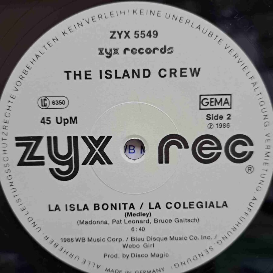 The Island Crew – La Isla Bonita – Disc Vinil MAXI VG+ sku11 The Island Crew – La Isla Bonita – Disc Vinil MAXI VG+