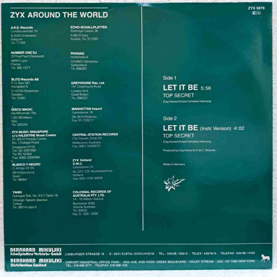 Top Secret – Let It Be - Disc Vinil Maxi Single sku8 (2) Top Secret – Let It Be - Disc Vinil Maxi Single EX