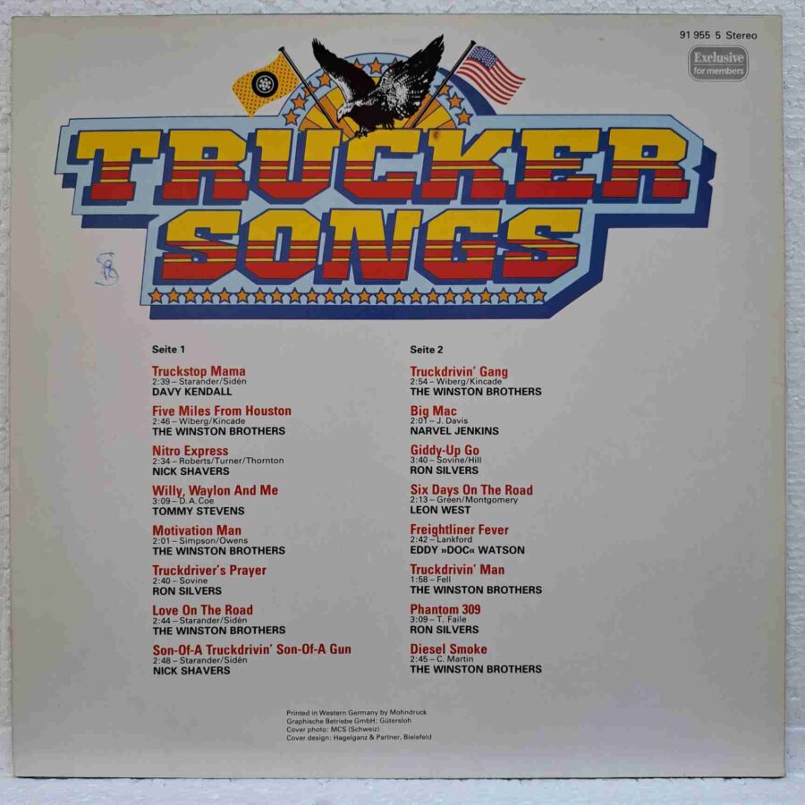 Trucker Songs SKU11 (3) Trucker Songs - Ron Silvers, The Winston Brothers, Nick Shavers, Davy Kendall, Leon Wes – Disc Vinil LP VG+