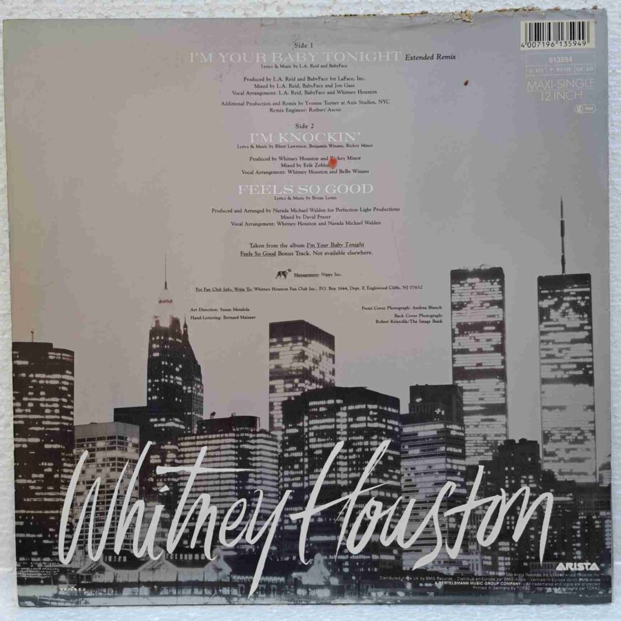 Whitney Houston – I'm Your Baby Tonight SKU11 (3) Whitney Houston – I'm Your Baby Tonight - Disc Vinil MAXI 45 RPM VG+