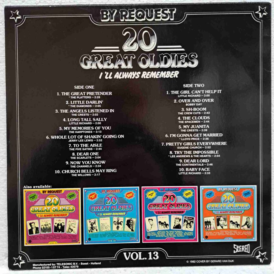 20 Great Oldies Vol.13 (1984) SKU12 20 Great Oldies - I'll Always Remember Vol.13 - Bobby Day, The Diamonds, The Willows, The Continentals - Disc VINIL LP VG VG+