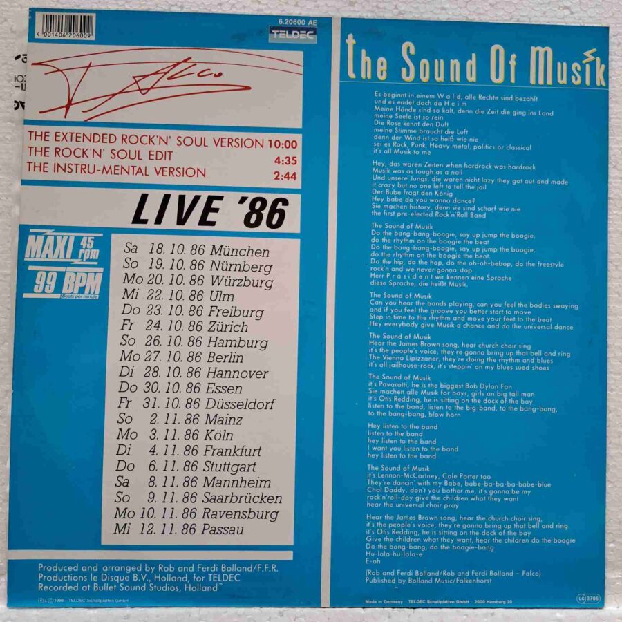 Falco – The Sound Of Musik SKU13 (3) Falco – The Sound Of Musik - Disc VINIL MAXI 45 RPM VG+