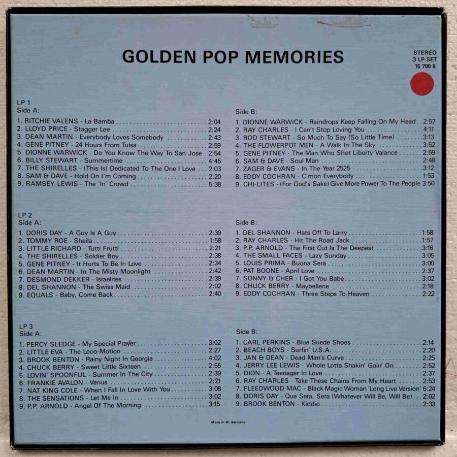 Golden Pop Memories SKU13 (3) Golden Pop Memories - Dionne Warwick, Ray Charles, Chuck Berry, Fleetwood Mac - Disc VINIL 3LP VG+ UK