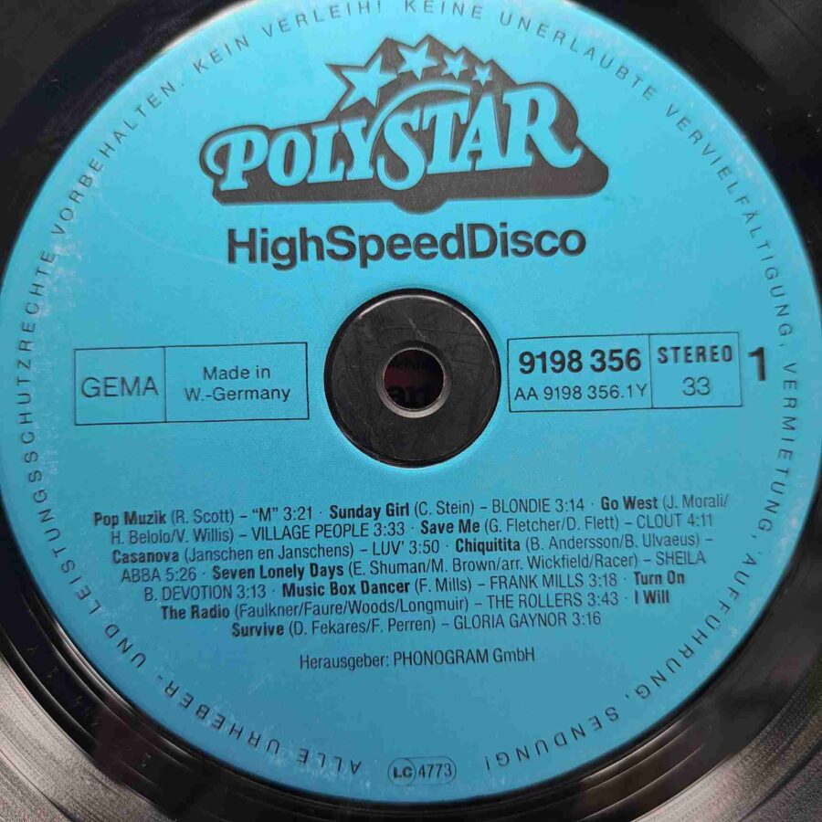 High Speed Disco SKU13 (1) High Speed Disco - ABBA, Blondie, Village People, Gloria Gaynor - Disc VINIL LP VG+
