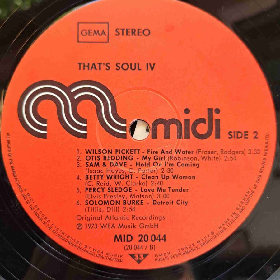 That's Soul 4 SKU5 (1) That's Soul 4 - Clarence Carter, Wilson Pickett, Solomon Burke, Betty Wright - Disc VINIL LP VG VG+
