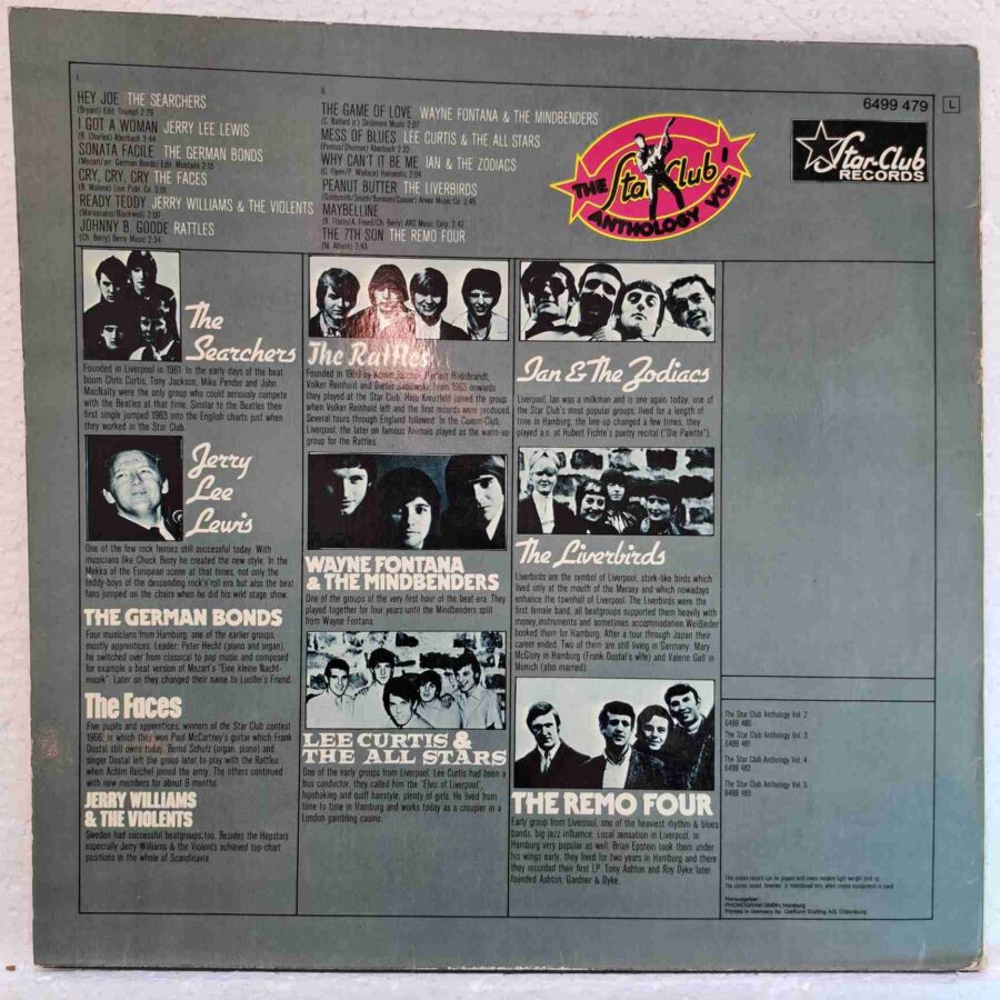 The Star Club Anthology Vol. 1 (3) The Star Club Anthology Vol. 1 - The Faces, Lee Curtis, The Liverbirds, The Searchers – Disc VINIL LP VG VG+