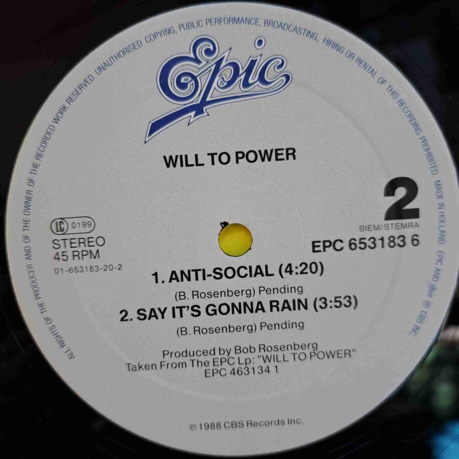 Will To Power – Freebaby SKU4 (1) Will To Power – Freebaby (Baby, I Love Your Way / Free Bird) - Disc VINIL MAXI 45 RPM VG+