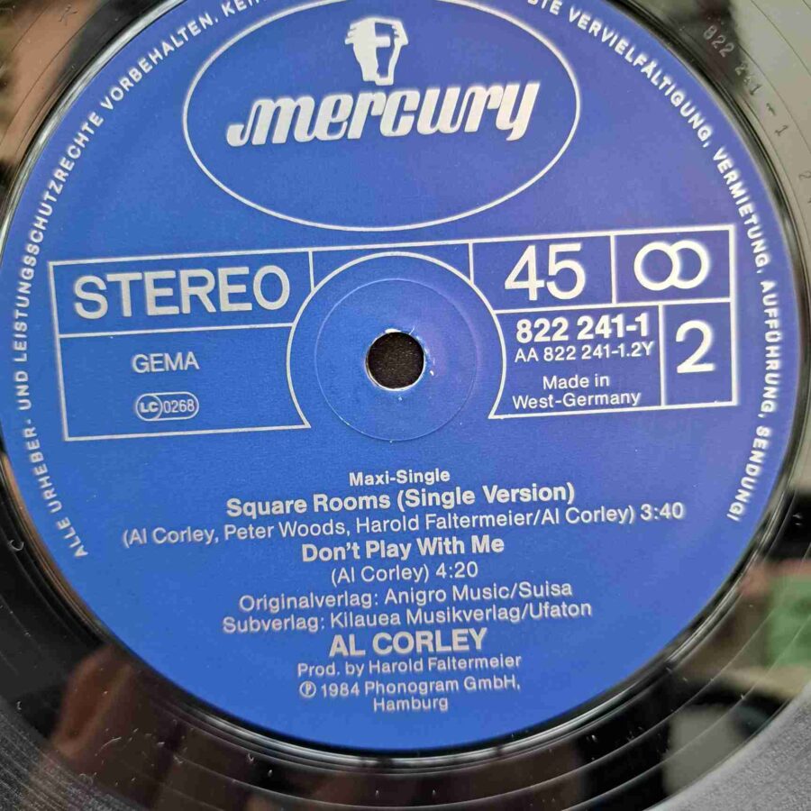 Al Corley – Square Rooms (Long Version) SKU2 (1) Al Corley – Square Rooms (Long Version) - Disc VINIL MAXI 45 RPM VG+