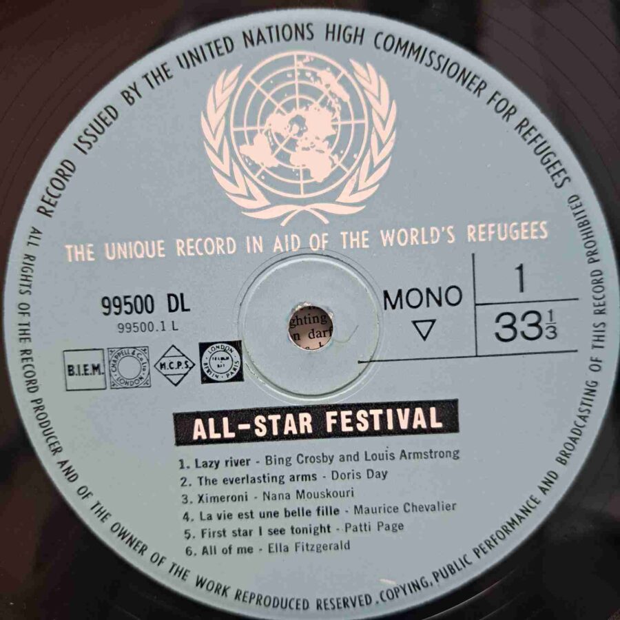 All-Star Festival SKU13 (1) All-Star Festival - Armstrong, Piaf, Ella Fitzgerald, Nat King Cole -Disc VINIL LP VG+