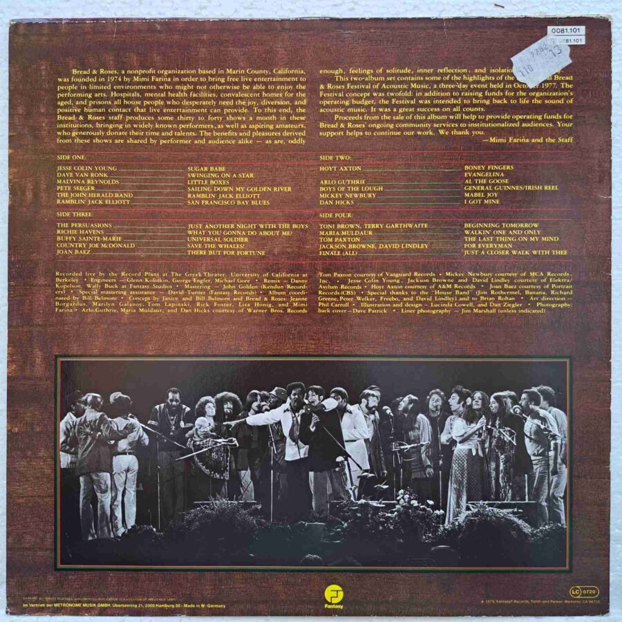 Bread & Roses Festival Of Acoustic Music SKU2 (3) Bread & Roses Festival Of Acoustic Music - Jesse Colin Young, Dave Van Ronk, Pete Seeger, Arlo Guthrie, Joan Baez - Disc VINIL 2LP VG+
