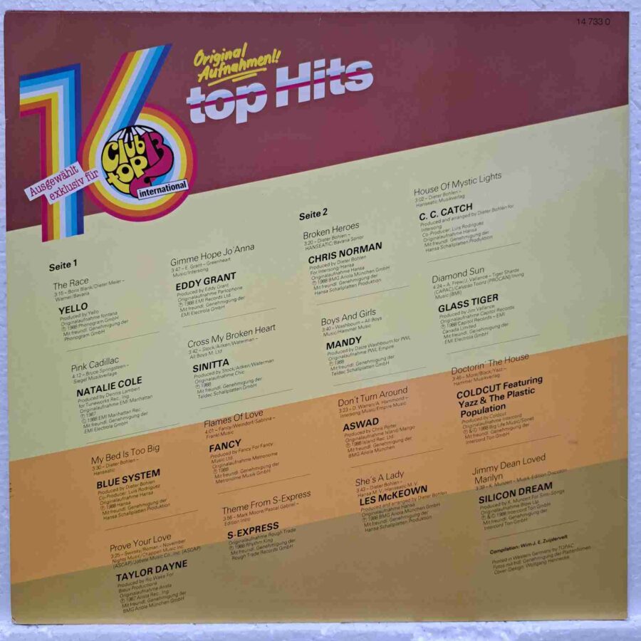 Club Top 13 International - JuliAugust 1988 SKU4 (3) Club Top 13 International - Juli/August 1988 - C.C. Catch, Yello, Eddy Grant, Chris Norman - Disc VINIL LP VG+