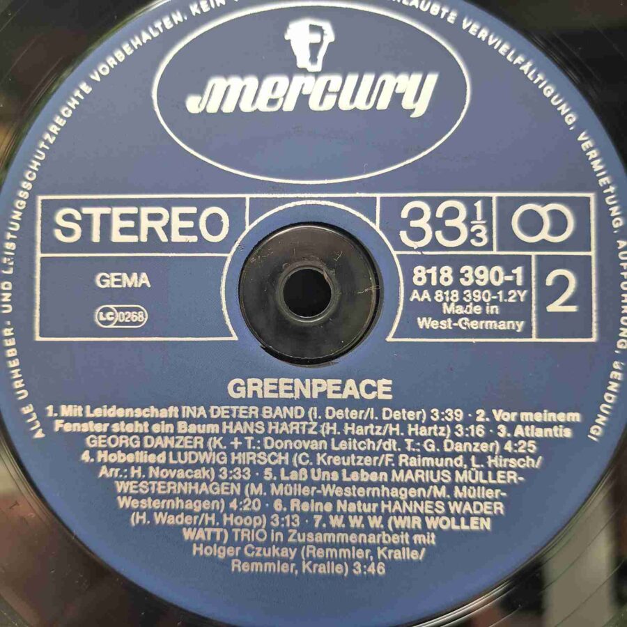 Greenpeace SKU13 (4) Greenpeace - BAP, Udo Lindenberg, Peter Maffay, Trio - Disc VINIL LP VG+