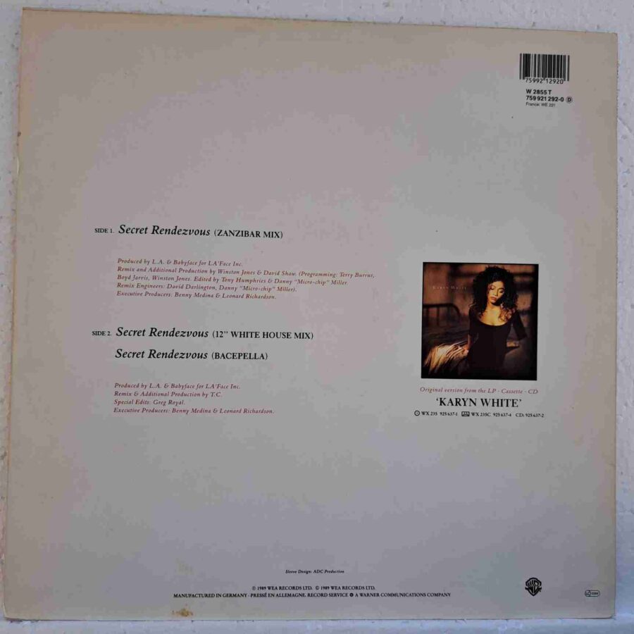 Karyn White – Secret Rendezvous - The Remixes SKU4 (3) Karyn White – Secret Rendezvous - The Remixes - Disc VINIL MAXI 45 RPM VG+