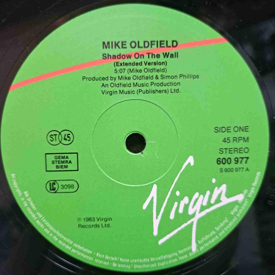 Mike Oldfield And Roger Chapman – Shadow On The Wall (Extended Version) - Disc VINIL MAXI 45 RPM VG+