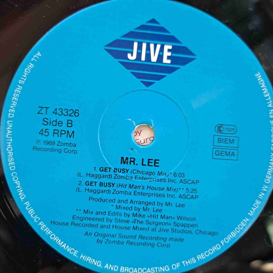 Mr. Lee – Get Busy SKUJ4 (1) Mr. Lee – Get Busy - Disc VINIL MAXI 45 RPM VG+