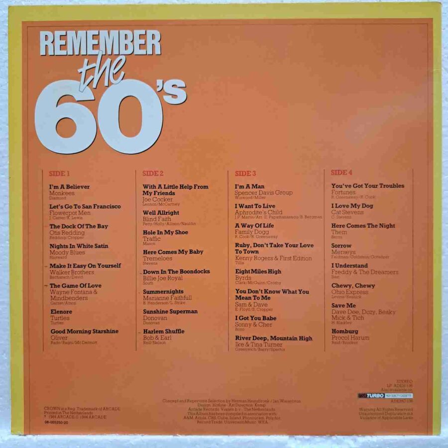 Remember The 60's (Volume 5) SKU4 (3) Remember The 60's (Volume 5) - Otis Redding, Joe Cocker, Procol Harum, Aphrodite’s Child, The Monkees - Disc VINIL 2LP VG+