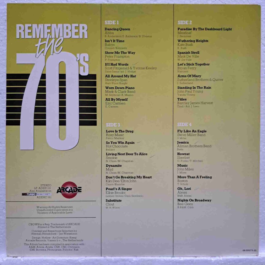 Remember The 70's Volume 7 SKU4 (3) Remember The 70's Volume 7 - Abba, Meat Loaf, Bee Gees, Smokie - Disc VINIL LP VG+