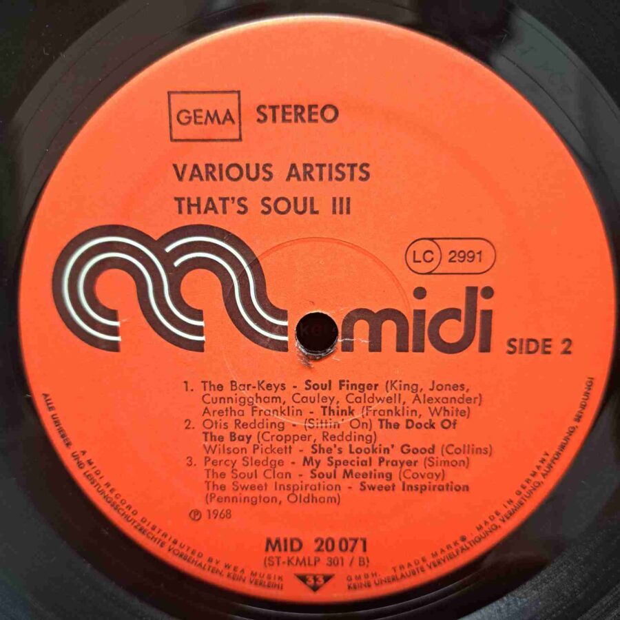 That's Soul 3 SKU13 (1) That's Soul 3 - Aretha Franklin, Otis Redding, Percy Sledge, Wilson Pickett - Disc VINIL LP VG+