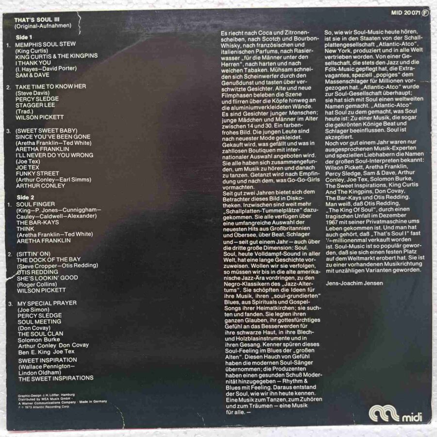 That's Soul 3 SKU13 (3) That's Soul 3 - Aretha Franklin, Otis Redding, Percy Sledge, Wilson Pickett - Disc VINIL LP VG+