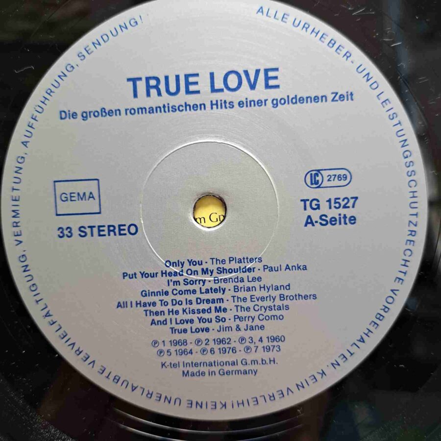 True Love SKU11 (1) True Love - The Platters, Paul Anka, Brenda Lee, Ritchie Valens, Marilyn Monroe - Disc VINIL LP VG+