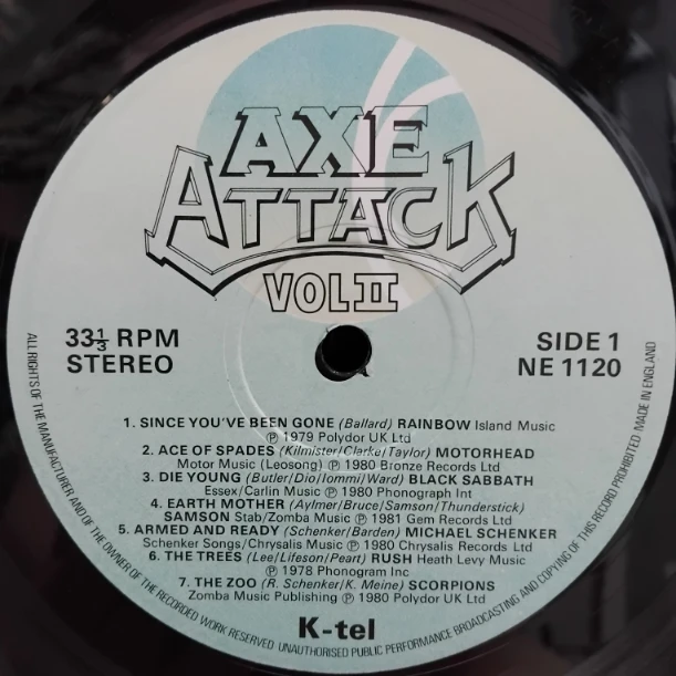 Axe Attack Vol II - Rainbow, Motörhead, Black Sabbath, Samson - Disc VINIL LP VG+