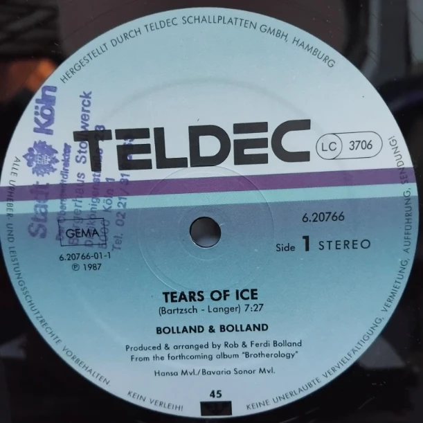 Bolland & Bolland – Tears Of Ice SKU9 (1) Bolland & Bolland – Tears Of Ice - Disc VINIL MAXI 45 RPM VG+
