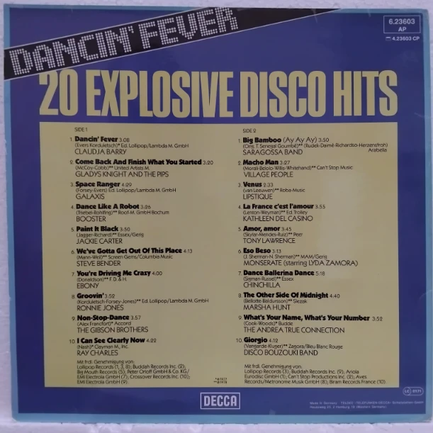Dancin' Fever / 20 Explosive Disco-Hits - Claudja Barry, Gladys Knight And The Pips, Galaxis, Booster, Jackie Carter - Disc VINIL LP VG+