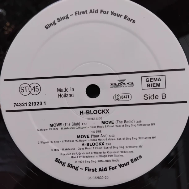 H-Blockx ‎– Move - Disc VINIL MAXI 45 RPM VG+