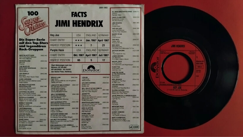 Jimi Hendrix – Hey Joe / Purple Haze - Disc VINIL Single 7" VG VG+