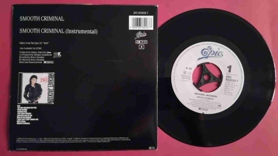 Michael Jackson ‎– Smooth Criminal - Disc VINIL Single 7" VG+