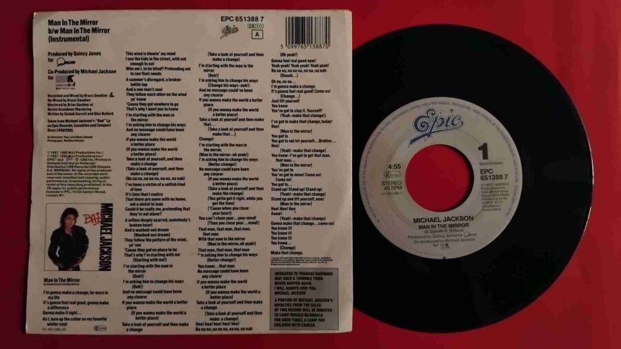 Michael Jackson – Man In The Mirror - Disc VINIL Single 7" VG+