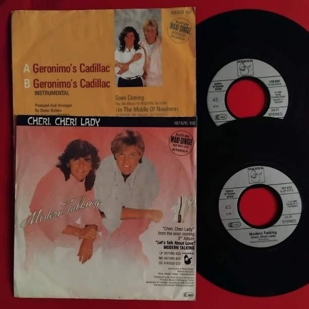Modern Talking – Geronimo's Cadillac/Cheri, Cheri Lady - Discuri VINIL Single 7" VG VG+