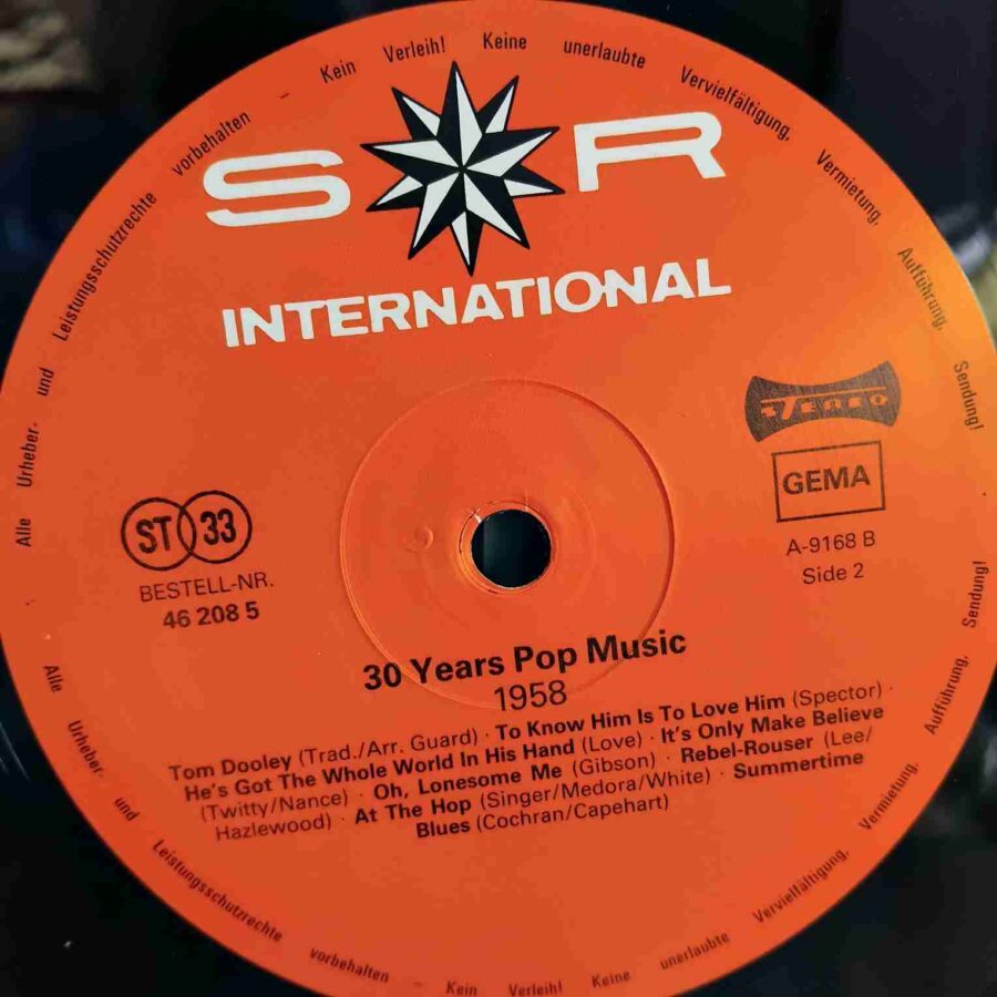 30 Years Popmusic 1958 SKU8 (1) 30 Years Popmusic 1958 - The Everly Brothers, Perry Como, Peggy Lee, Eddie Cochran - Disc Vinil LP EX