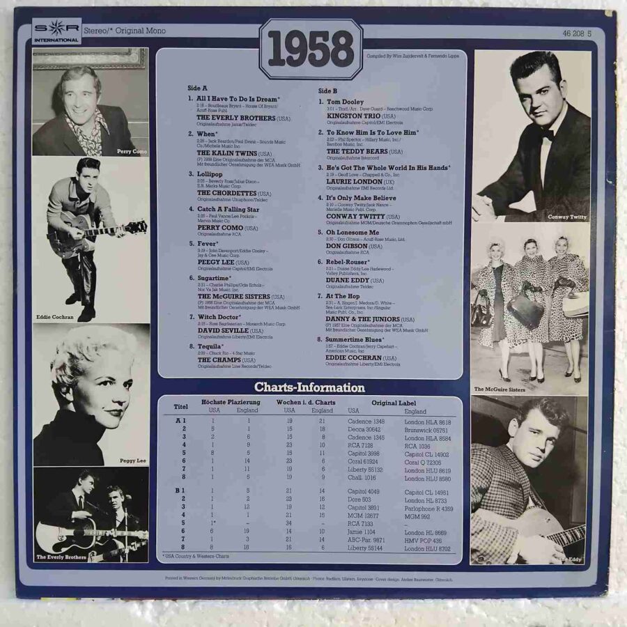 30 Years Popmusic 1958 SKU8 (3) 30 Years Popmusic 1958 - The Everly Brothers, Perry Como, Peggy Lee, Eddie Cochran - Disc Vinil LP EX