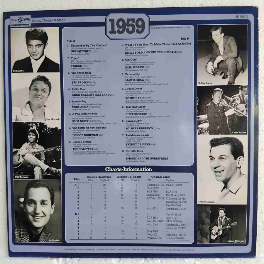 30 Years Popmusic 1959 SKU8 (3) 30 Years Popmusic 1959 - Guy Mitchell, Paul Anka, Neil Sedaka, Cliff Richard - Disc Vinil LP EX