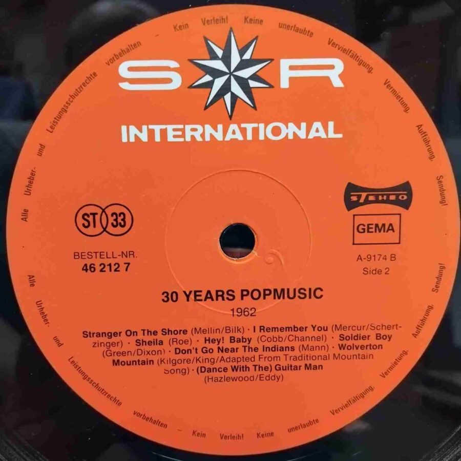 30 Years Popmusic 1962 SKU8 (1) 30 Years Popmusic 1962 - Cliff Richard, Little Eva, Neil Sedaka, Dion - Disc Vinil LP EX