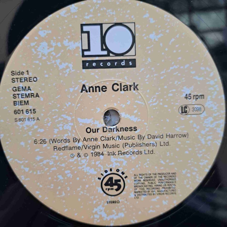 Anne Clark – Our Darkness - Disc VINIL MAXI 45 RPM EX