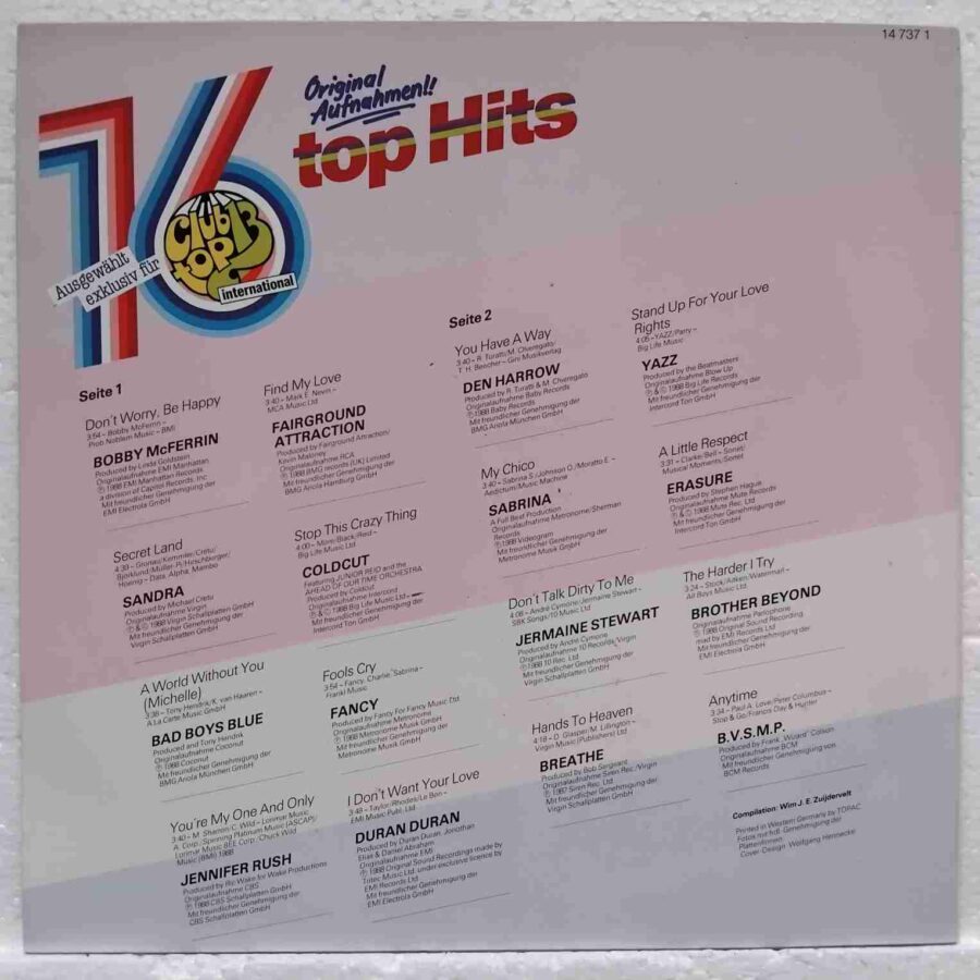 Club Top 13 International - Extra II SKU8 (2) Club Top 13 International - Extra II - Bobby McFerrin, Sandra, Duran Duran, Erasure - Disc Vinil LP EX
