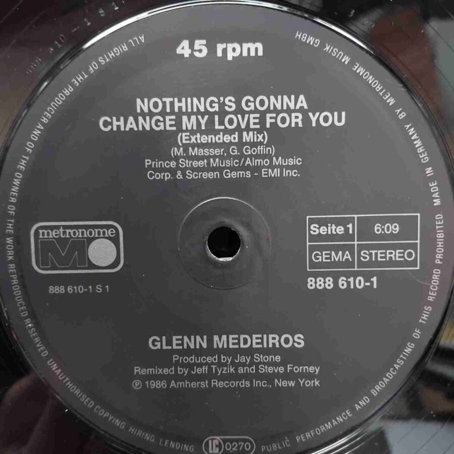 Glenn Medeiros – Nothing's Gonna Change My Love For You SKUX (1) Glenn Medeiros – Nothing's Gonna Change My Love For You - Disc VINIL MAXI 45 RPM VG