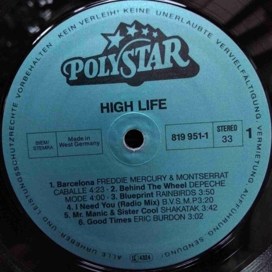 High Life - Freddie Mercury, Depeche Mode, INXS, Barry White - Disc VINIL 2LP VG VG+
