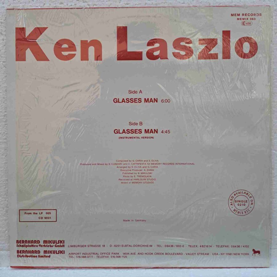 Ken Laszlo – Glasses Man (3) Ken Laszlo – Glasses Man - Disc VINIL MAXI 45 RPM EX
