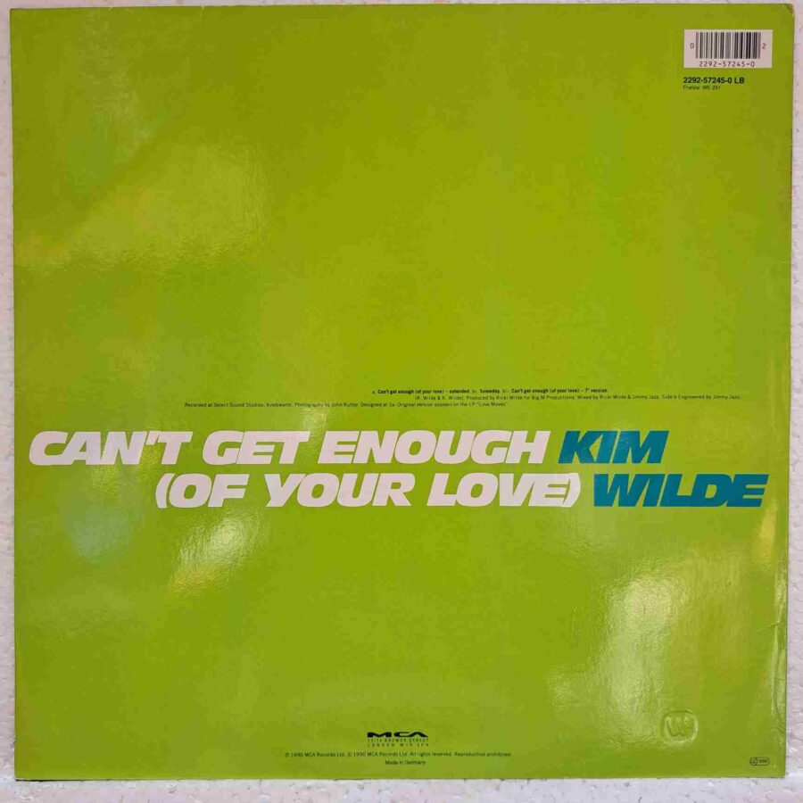 Kim Wilde – Can't Get Enough (Of Your Love) - Disc VINIL MAXI 45 RPM VG+