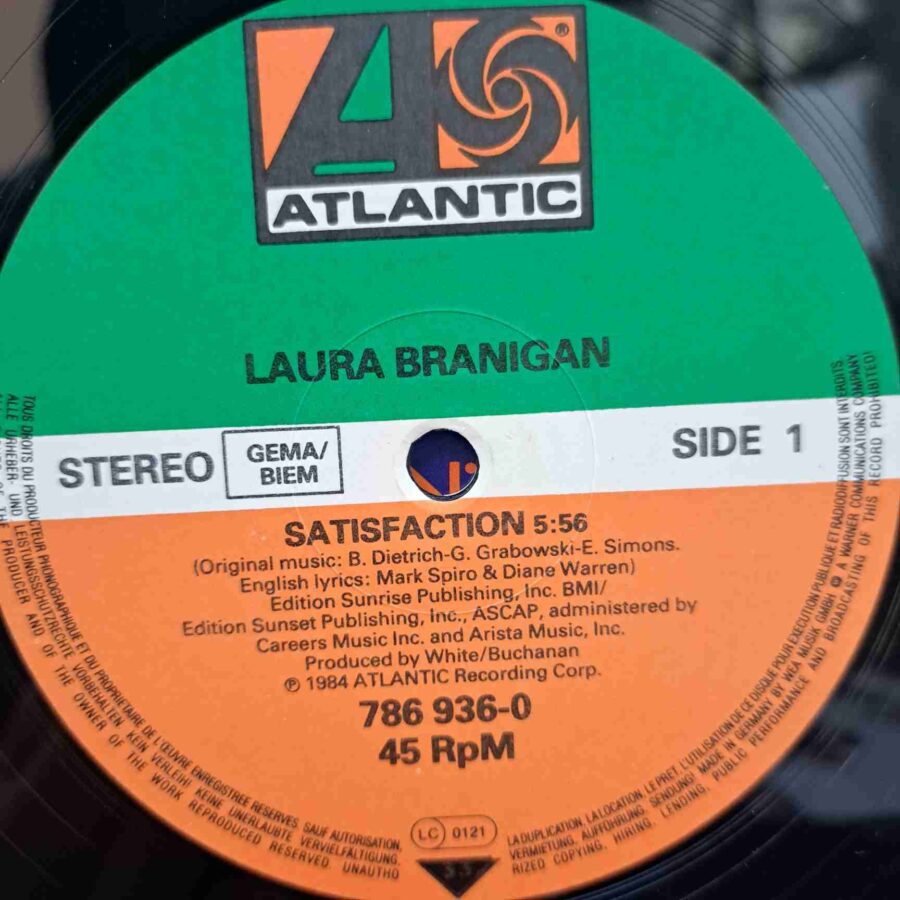 Laura Branigan – Satisfaction (Special Dance Mix) (1) Laura Branigan – Satisfaction (Special Dance Mix) - Disc VINIL MAXI 45 RPM EX