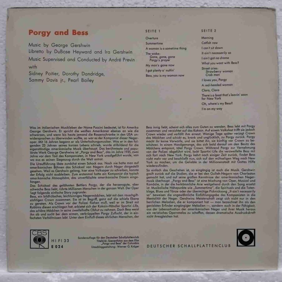 Porgy And Bess SKUX (3) Porgy And Bess - George Gershwin, Leontyne Price, Ella Fitzgerald, Louis Armstrong - Disc VINIL LP VG