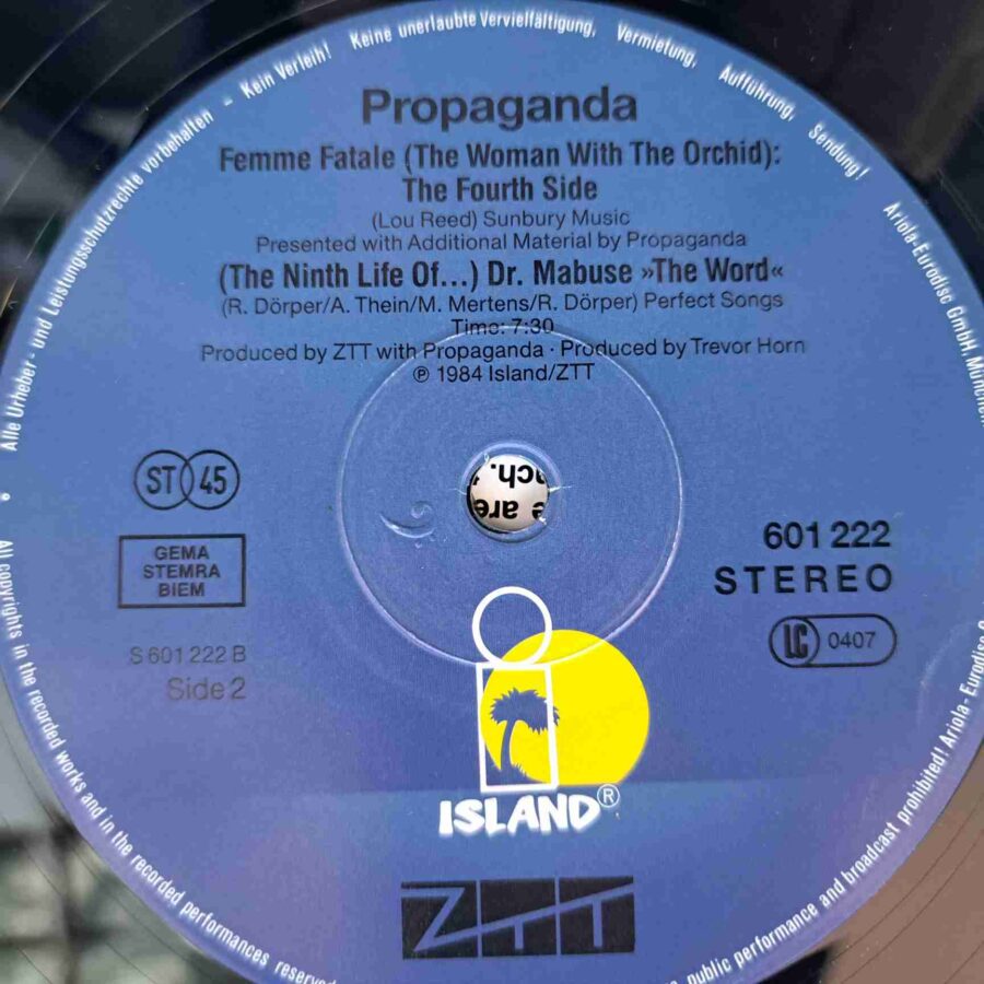 Propaganda – Dr. Mabuse (1) Propaganda – Dr. Mabuse - Disc VINIL MAXI 45 RPM EX