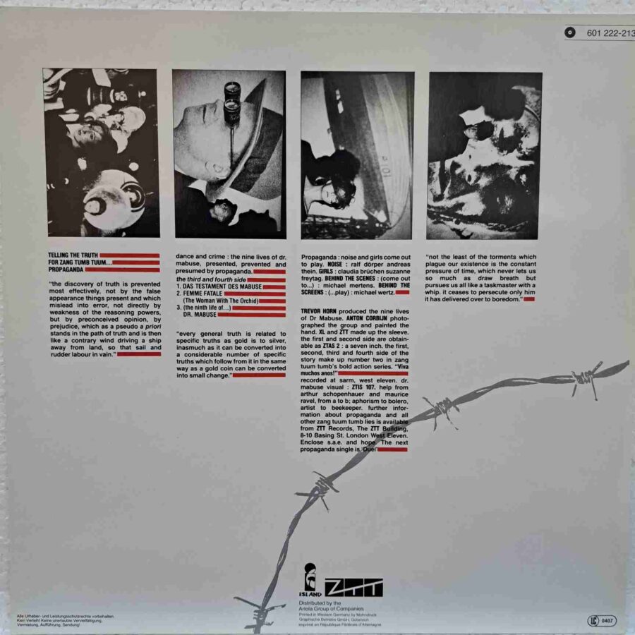 Propaganda – Dr. Mabuse (3) Propaganda – Dr. Mabuse - Disc VINIL MAXI 45 RPM EX